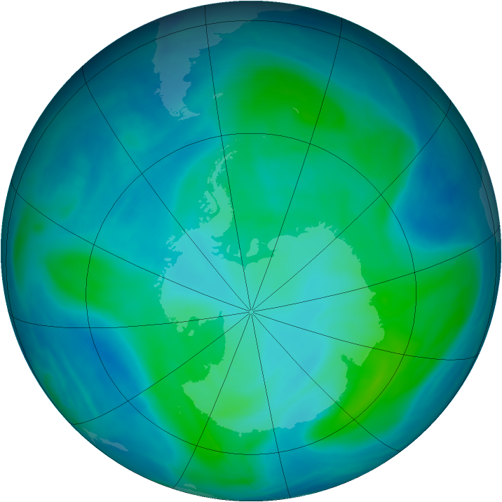 Antarctic ozone map for 07 February 2008